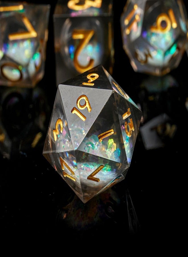 FugaCity DND Dice Set,Liquid Core Handmade Sharp Edge 7 Piece Resin Dice-Dungeons and Dragons Polyhedral Dice Set, D&D Dice Set with Gift Dice Case for RPG MTG Table Games （ - Image 4